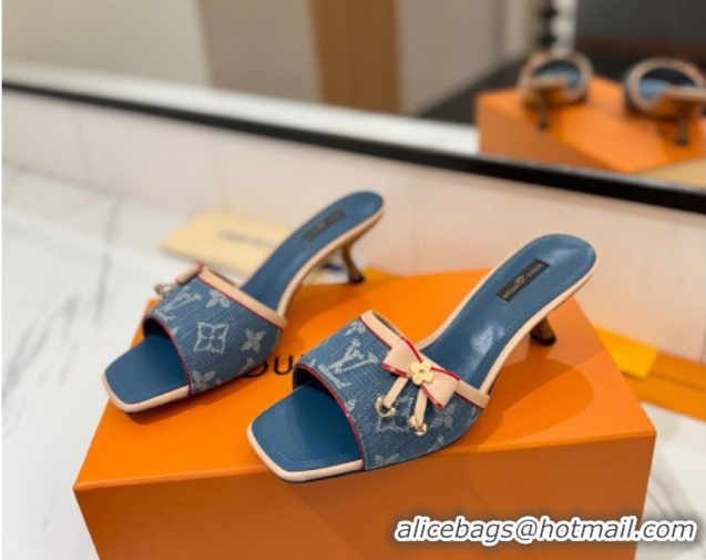 Best Product Louis Vuitton Heel Slides Sandal 5cm in Monogram Denim Blue 2025 LV042201 0422021