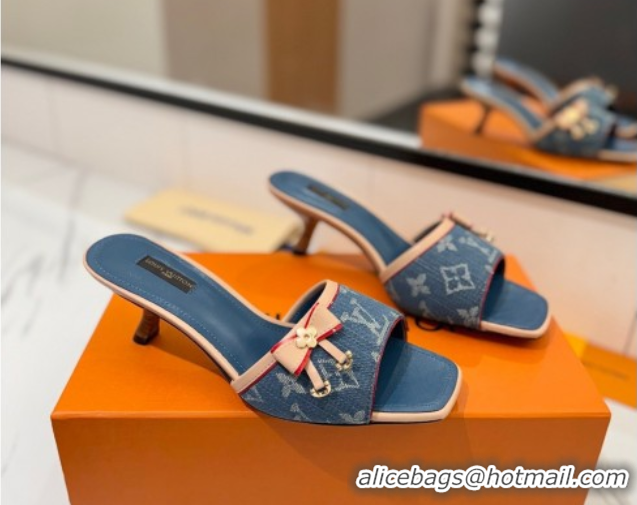 Best Product Louis Vuitton Heel Slides Sandal 5cm in Monogram Denim Blue 2025 LV042201 0422021