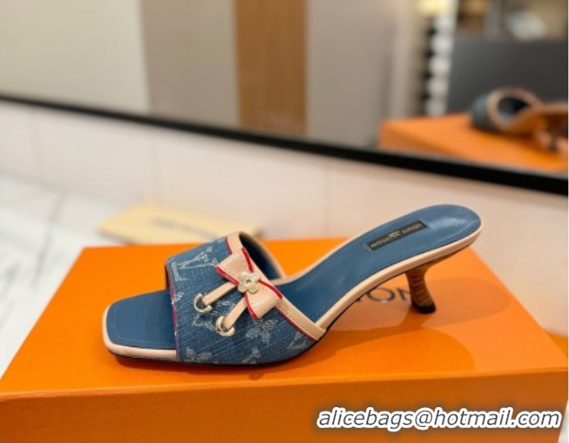 Best Product Louis Vuitton Heel Slides Sandal 5cm in Monogram Denim Blue 2025 LV042201 0422021