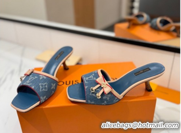 Best Product Louis Vuitton Heel Slides Sandal 5cm in Monogram Denim Blue 2025 LV042201 0422021