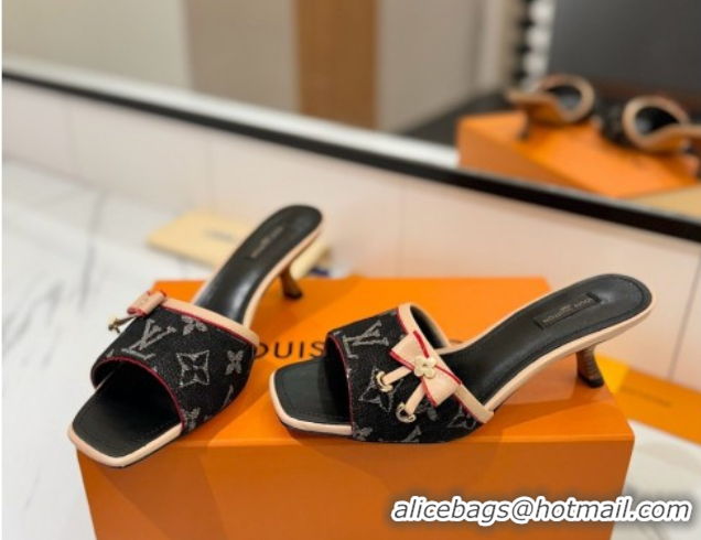 Purchase Louis Vuitton Heel Slides Sandal 5cm in Monogram Denim Black 0422022