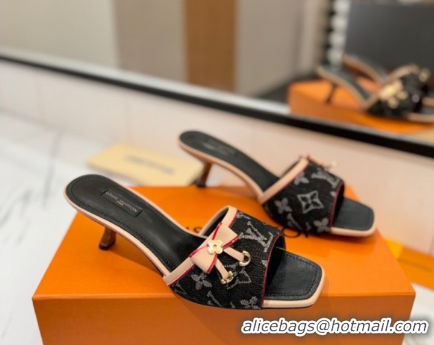 Purchase Louis Vuitton Heel Slides Sandal 5cm in Monogram Denim Black 0422022