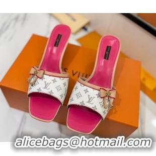 Expensive Louis Vuitton Heel Slides Sandal 5cm in Monogram Canvas White/Pink 0422023