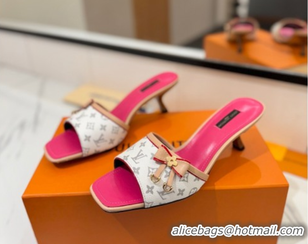 Expensive Louis Vuitton Heel Slides Sandal 5cm in Monogram Canvas White/Pink 0422023