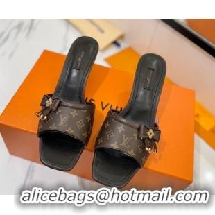 Top Grade Louis Vuitton Heel Slides Sandal 5cm in Monogram Canvas/Black 0422024
