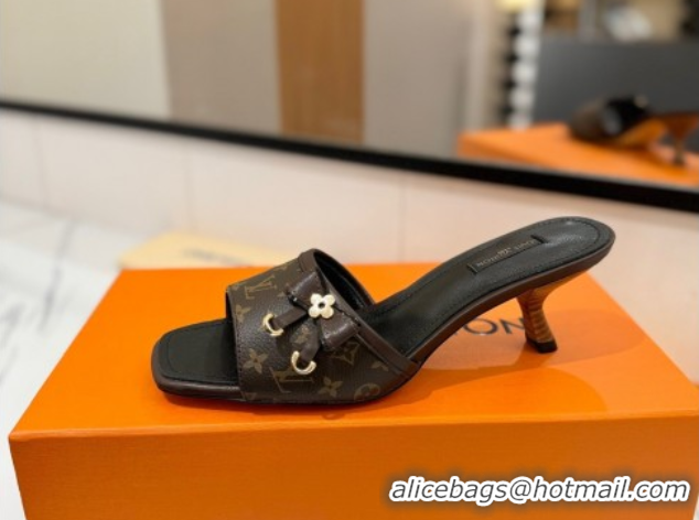 Top Grade Louis Vuitton Heel Slides Sandal 5cm in Monogram Canvas/Black 0422024