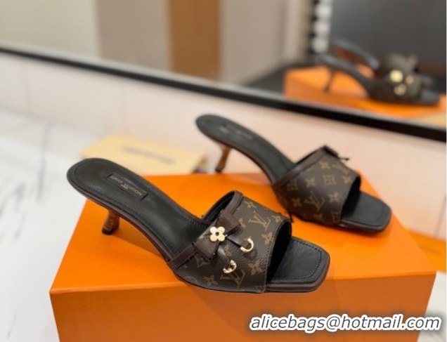Top Grade Louis Vuitton Heel Slides Sandal 5cm in Monogram Canvas/Black 0422024