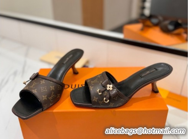 Top Grade Louis Vuitton Heel Slides Sandal 5cm in Monogram Canvas/Black 0422024