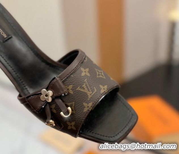 Top Grade Louis Vuitton Heel Slides Sandal 5cm in Monogram Canvas/Black 0422024