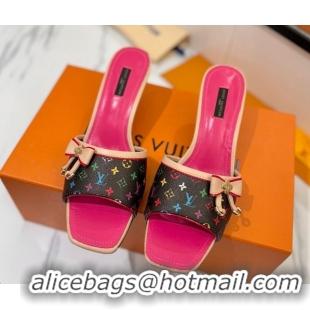 Luxury Louis Vuitton Heel Slides Sandal 5cm in Monogram Canvas Black/Multicolor 0422025