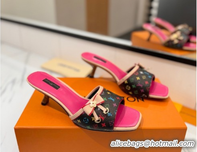 Luxury Louis Vuitton Heel Slides Sandal 5cm in Monogram Canvas Black/Multicolor 0422025