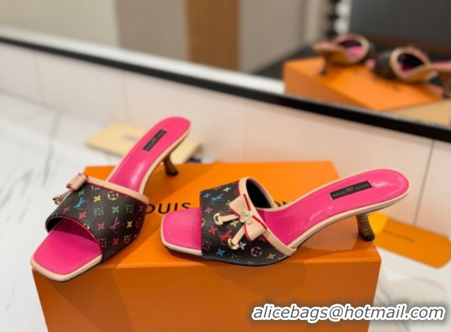Luxury Louis Vuitton Heel Slides Sandal 5cm in Monogram Canvas Black/Multicolor 0422025