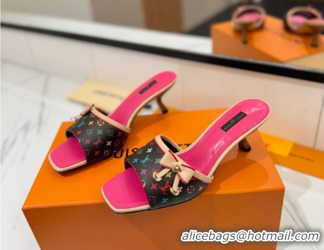 Luxury Louis Vuitton Heel Slides Sandal 5cm in Monogram Canvas Black/Multicolor 0422025