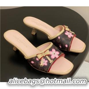 Popular Style Louis Vuitton LV x TM Heel Slides Sandal 3cm in Cherry Bloom Print Monogram Canvas 0422028