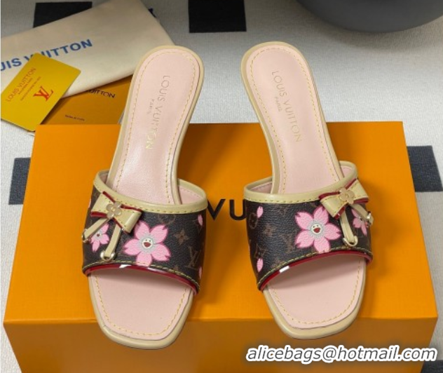 Popular Style Louis Vuitton LV x TM Heel Slides Sandal 3cm in Cherry Bloom Print Monogram Canvas 0422028