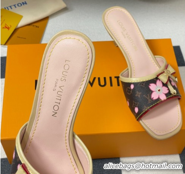 Popular Style Louis Vuitton LV x TM Heel Slides Sandal 3cm in Cherry Bloom Print Monogram Canvas 0422028