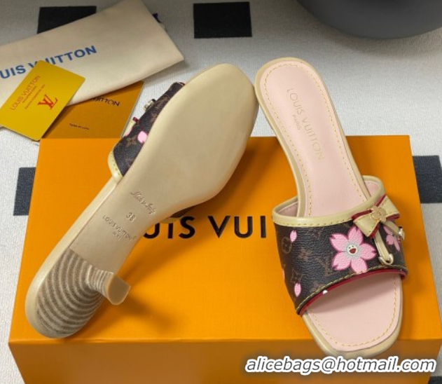 Popular Style Louis Vuitton LV x TM Heel Slides Sandal 3cm in Cherry Bloom Print Monogram Canvas 0422028