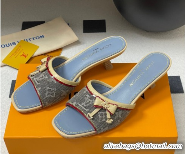 Low Cost Louis Vuitton Heel Slides Sandal 3cm in Monogram Denim Grey 2025 LV042201