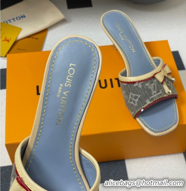 Low Cost Louis Vuitton Heel Slides Sandal 3cm in Monogram Denim Grey 2025 LV042201