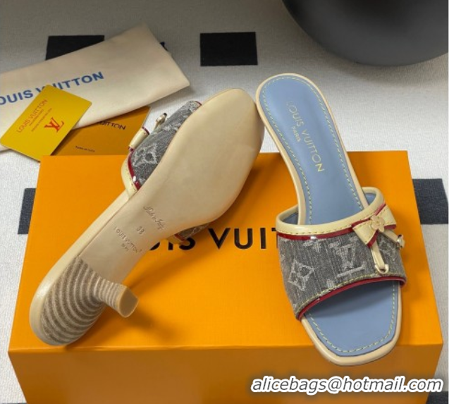 Low Cost Louis Vuitton Heel Slides Sandal 3cm in Monogram Denim Grey 2025 LV042201