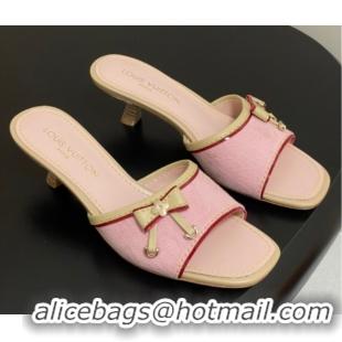 Most Popular Louis Vuitton Heel Slides Sandal 3cm in Monogram Denim Pink 2025 LV042201