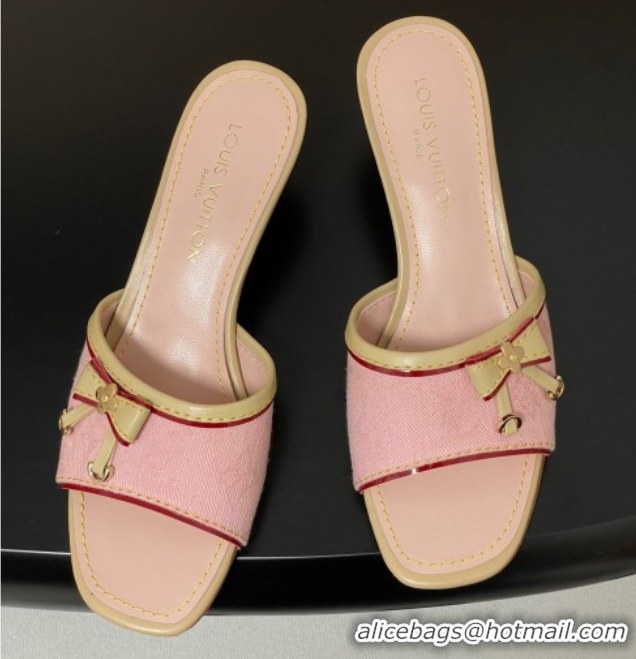 Most Popular Louis Vuitton Heel Slides Sandal 3cm in Monogram Denim Pink 2025 LV042201