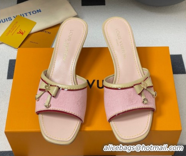 Most Popular Louis Vuitton Heel Slides Sandal 3cm in Monogram Denim Pink 2025 LV042201