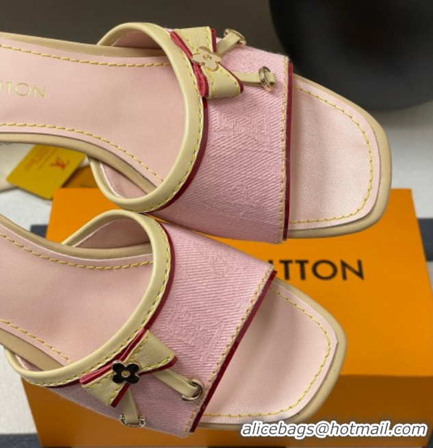 Most Popular Louis Vuitton Heel Slides Sandal 3cm in Monogram Denim Pink 2025 LV042201