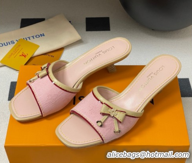 Most Popular Louis Vuitton Heel Slides Sandal 3cm in Monogram Denim Pink 2025 LV042201