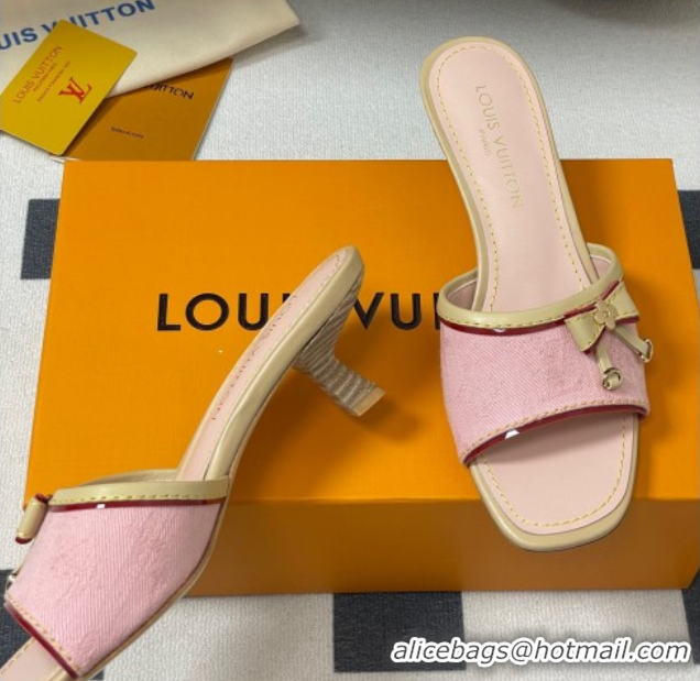 Most Popular Louis Vuitton Heel Slides Sandal 3cm in Monogram Denim Pink 2025 LV042201