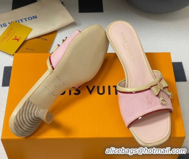 Most Popular Louis Vuitton Heel Slides Sandal 3cm in Monogram Denim Pink 2025 LV042201