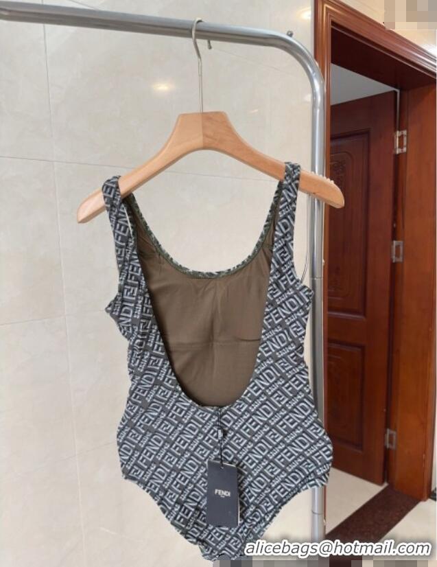 Low Cost Fendi Logo Print One-Piece Swimwear 0313 Grey 2025