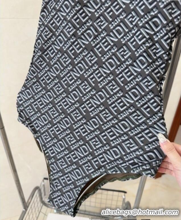 Low Cost Fendi Logo Print One-Piece Swimwear 0313 Grey 2025
