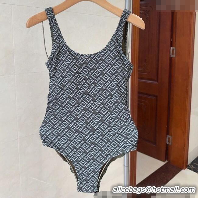 Low Cost Fendi Logo Print One-Piece Swimwear 0313 Grey 2025