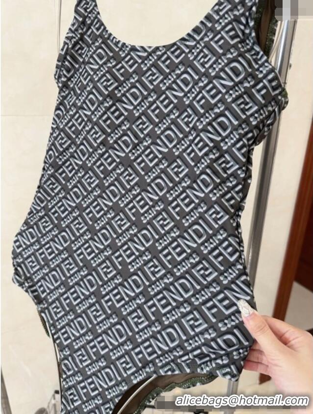 Low Cost Fendi Logo Print One-Piece Swimwear 0313 Grey 2025