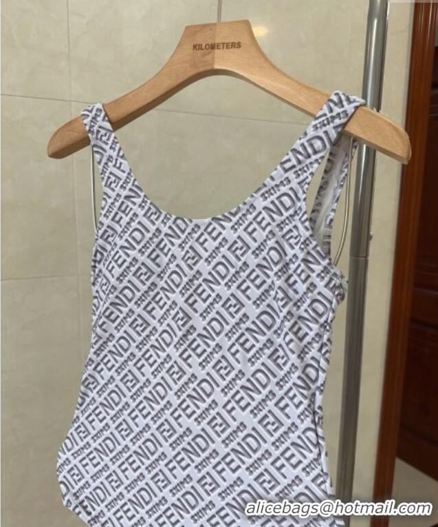 Good Looking Fendi Logo Print One-Piece Swimwear 0313 White 2025