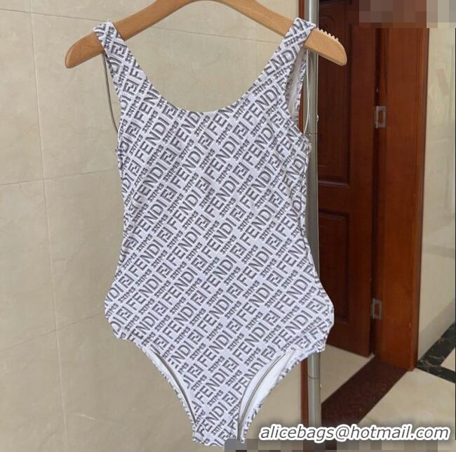 Good Looking Fendi Logo Print One-Piece Swimwear 0313 White 2025