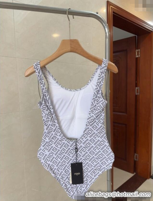 Good Looking Fendi Logo Print One-Piece Swimwear 0313 White 2025