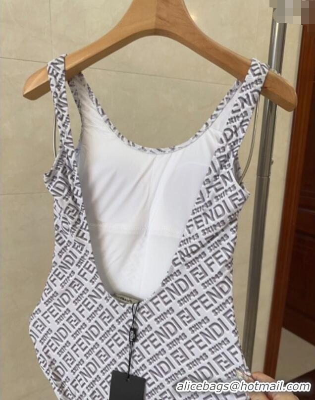 Good Looking Fendi Logo Print One-Piece Swimwear 0313 White 2025