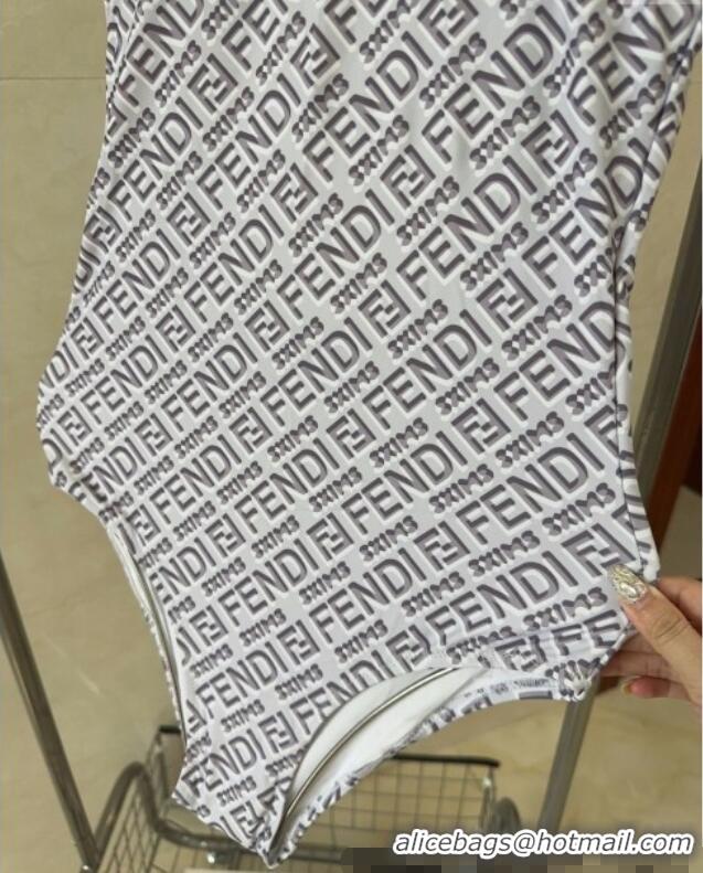 Good Looking Fendi Logo Print One-Piece Swimwear 0313 White 2025