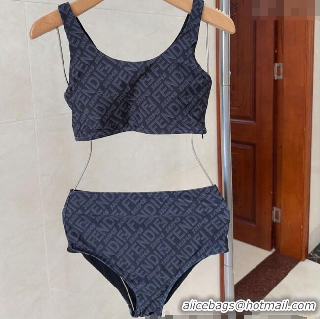 ​Good Taste Fendi Logo Print Two-Pieces Swimwear 0313 Grey 2025