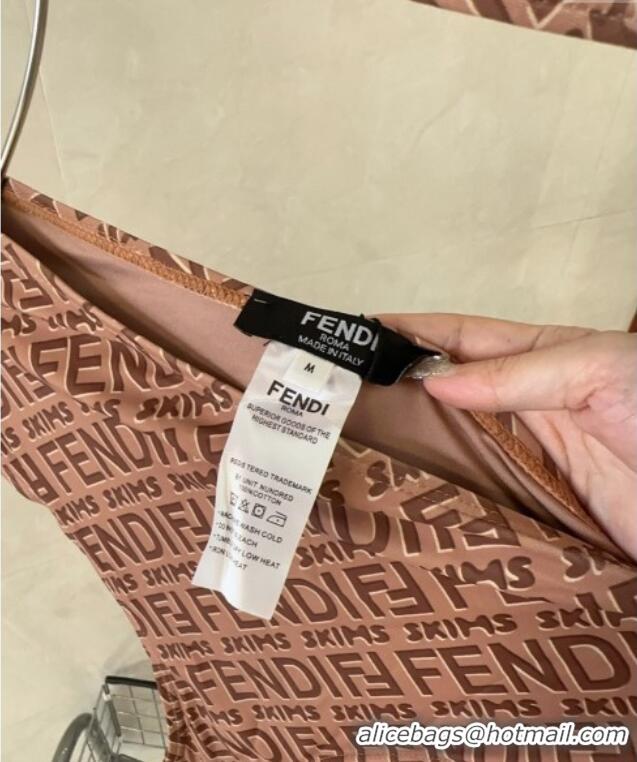 Cheapest Fendi Logo Print Two-Pieces Swimwear 0313 Brown 2025