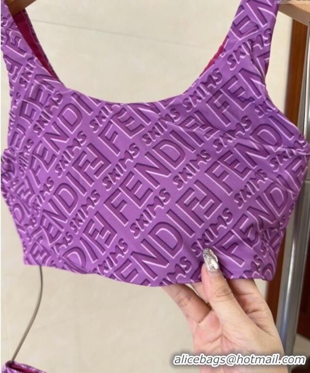 ​Trendy Design Fendi Logo Print Two-Pieces Swimwear 0313 Purple 2025