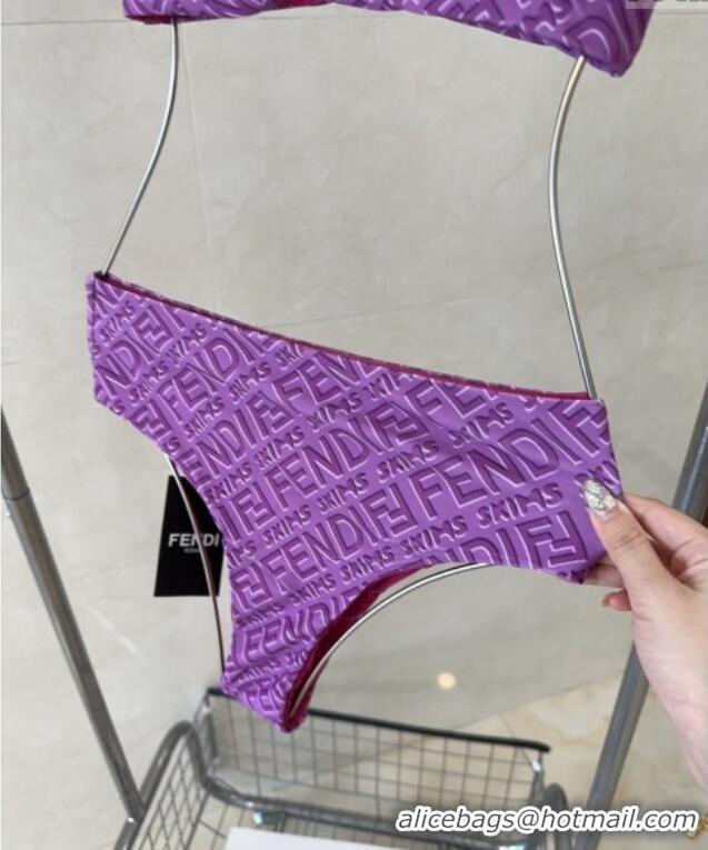 ​Trendy Design Fendi Logo Print Two-Pieces Swimwear 0313 Purple 2025
