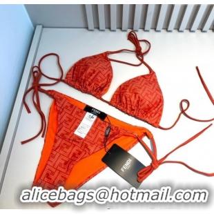Luxurious Fendi Dotted Logo Two-Pieces Swimwear 3019 Orange 2025