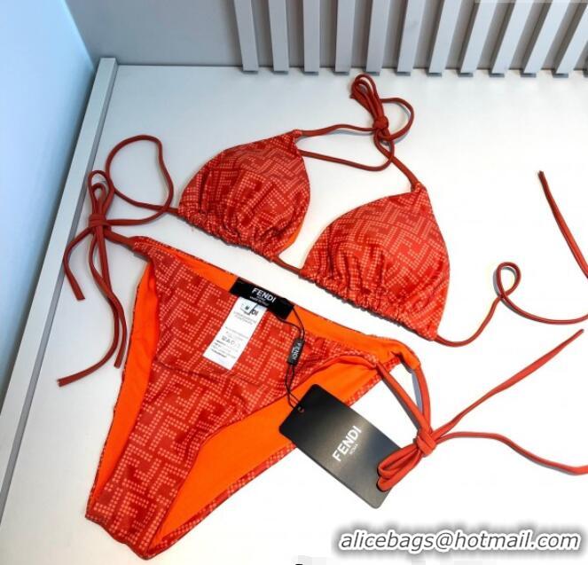 Luxurious Fendi Dotted Logo Two-Pieces Swimwear 3019 Orange 2025