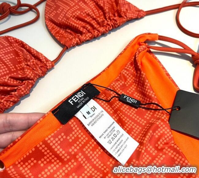Luxurious Fendi Dotted Logo Two-Pieces Swimwear 3019 Orange 2025