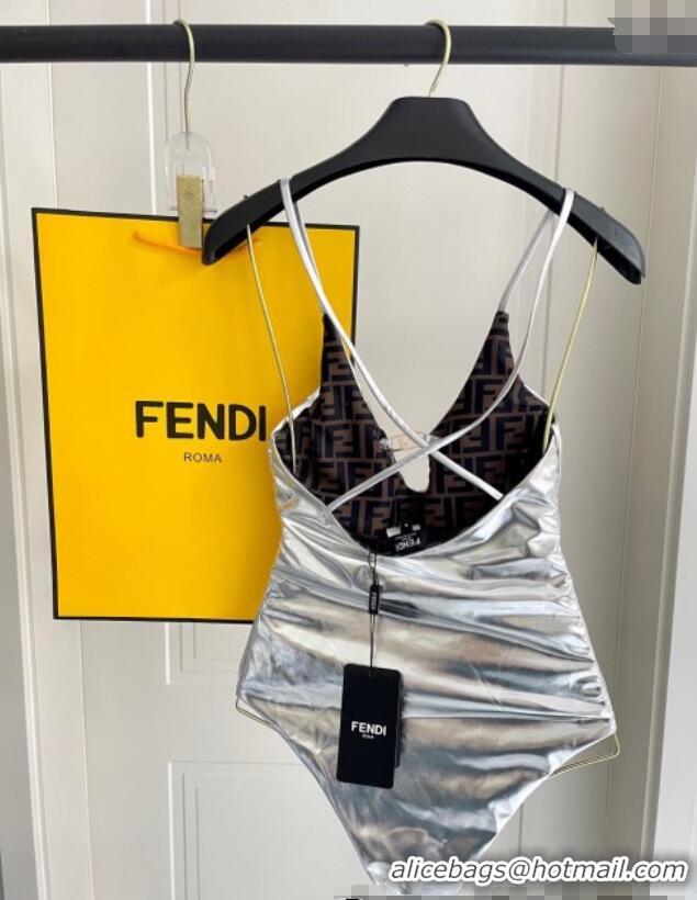 ​Top Design Fendi Reversible One-Piece Swimwear 3119 Silver/Brown 2025