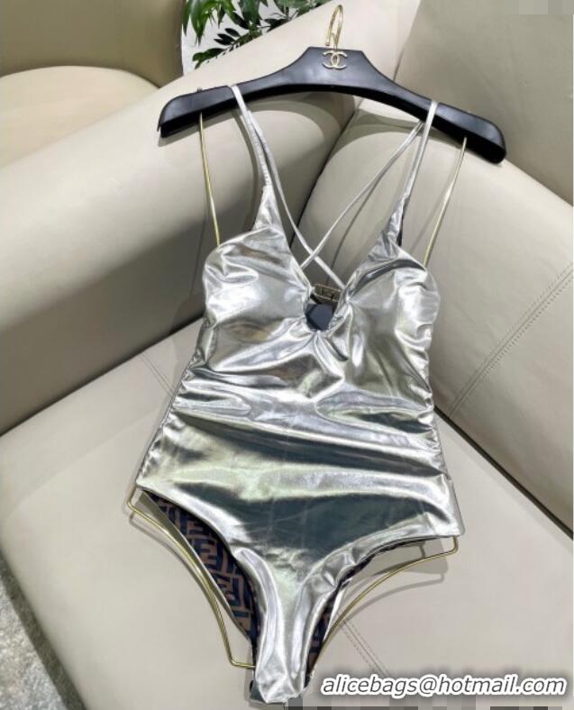 ​Top Design Fendi Reversible One-Piece Swimwear 3119 Silver/Brown 2025