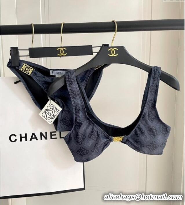 Pretty Style Loewe Logo Print Two-Pieces Swimwear 0313 Grey 2025